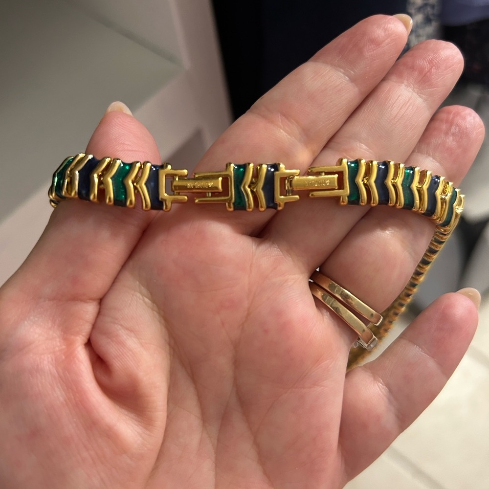 D’ORLAN 2 Clasp! Adjustable Elegant Gold, Emerald Green & Navy Necklace - Picture 3 of 15